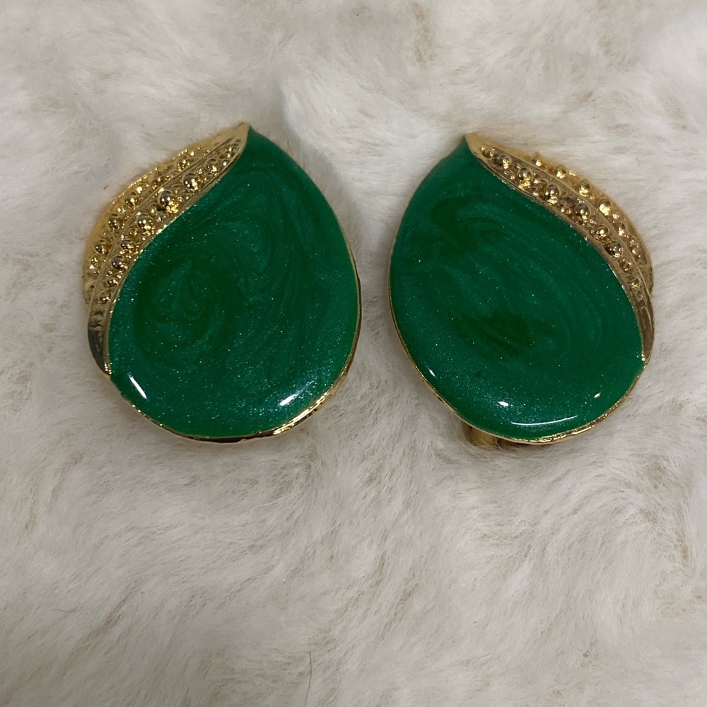 Emerald Green Clip On Earrings